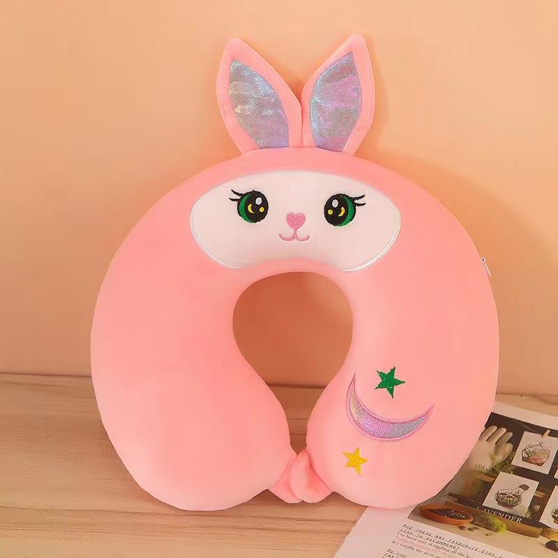 卡通熊u型枕记忆棉可拆洗卡通刺绣护颈枕高铁飞机午睡成人带暗扣