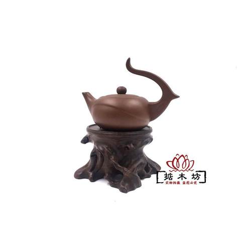 红木工艺品实木单高根雕底座茶壶底座小摆件黑梓木奇石玉器木托