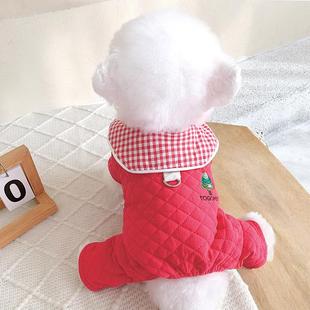 宠物小狗雪纳瑞泰迪比熊冬天过年加厚保暖睡衣 新年狗狗衣服秋冬款