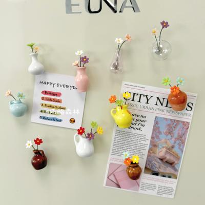 2025景德镇新款磁吸冰箱贴新中式迷你小花瓶水培插花陶瓷DIY装饰