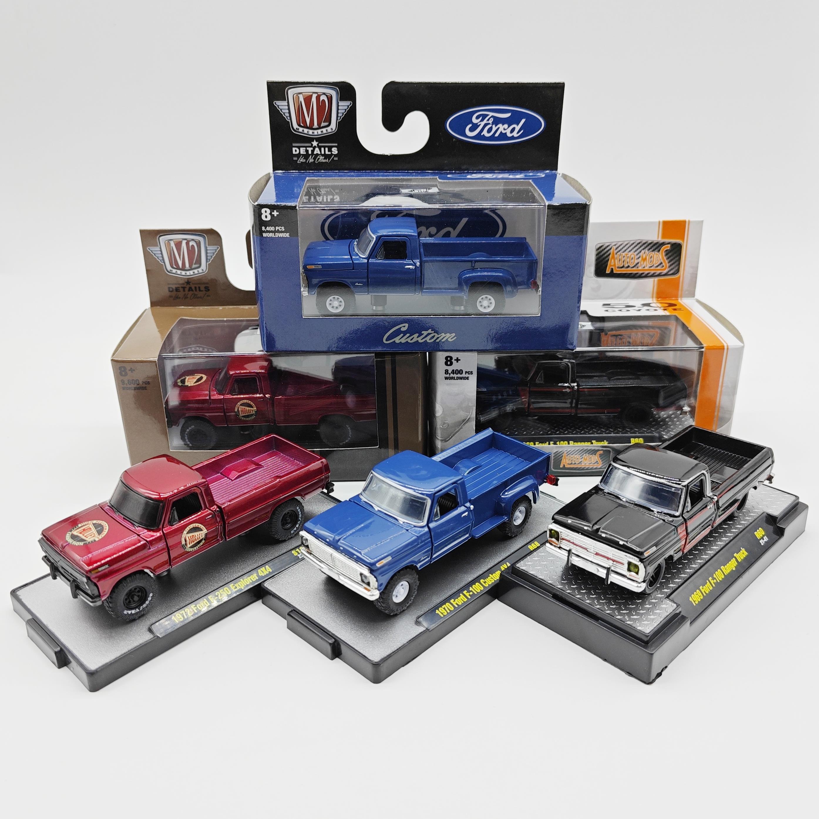 M2 1:64 福特F-100皮卡车 F-250 4*4越野皮卡 合金汽车模型