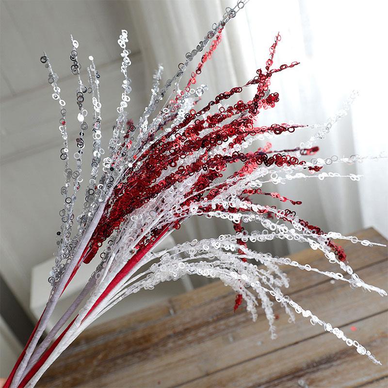 花中情 亮片烟花插枝圣诞树树枝挂件花束花盒装饰手工diy花艺材料