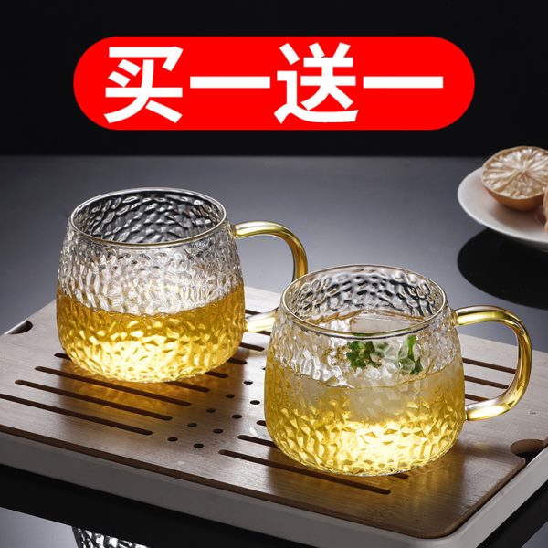 日式玻璃杯客厅家用水杯套装喝水杯子带把泡茶杯泡茶耐高温早餐杯