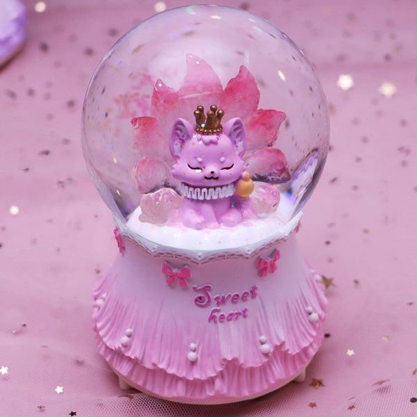 少女心九尾狐水晶球女孩八音盒飘雪发光音乐盒儿童闺蜜女生日礼物