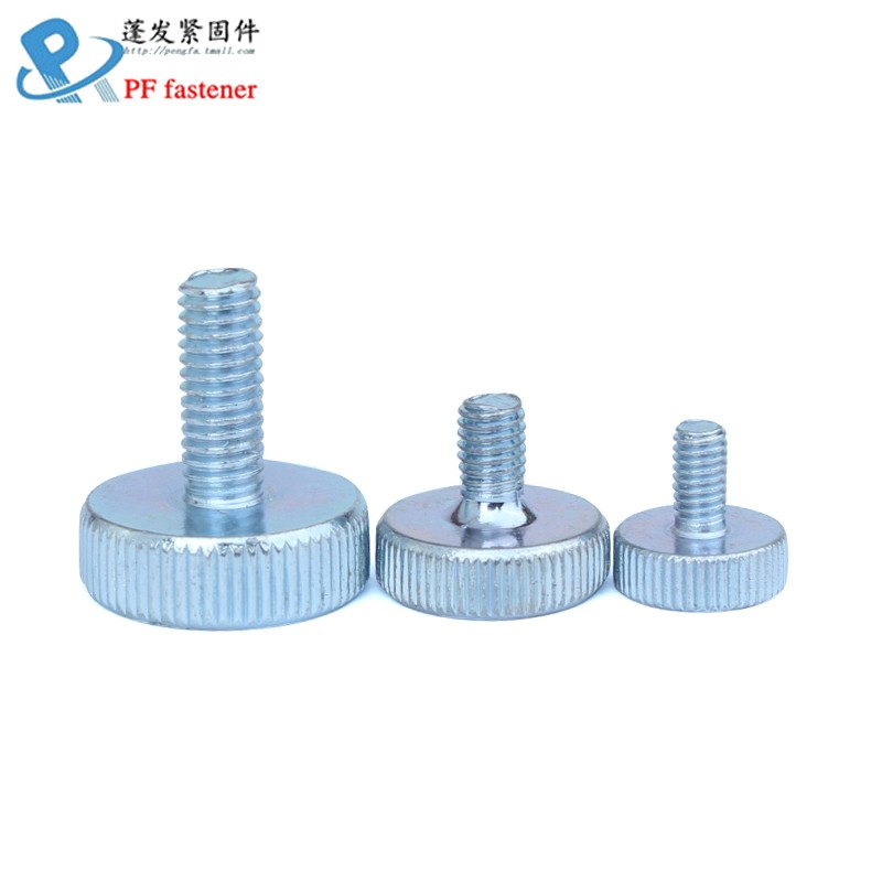 国标M3M456810镀锌手拧GB835平头滚花螺钉滚花大圆W头滚齿调节螺