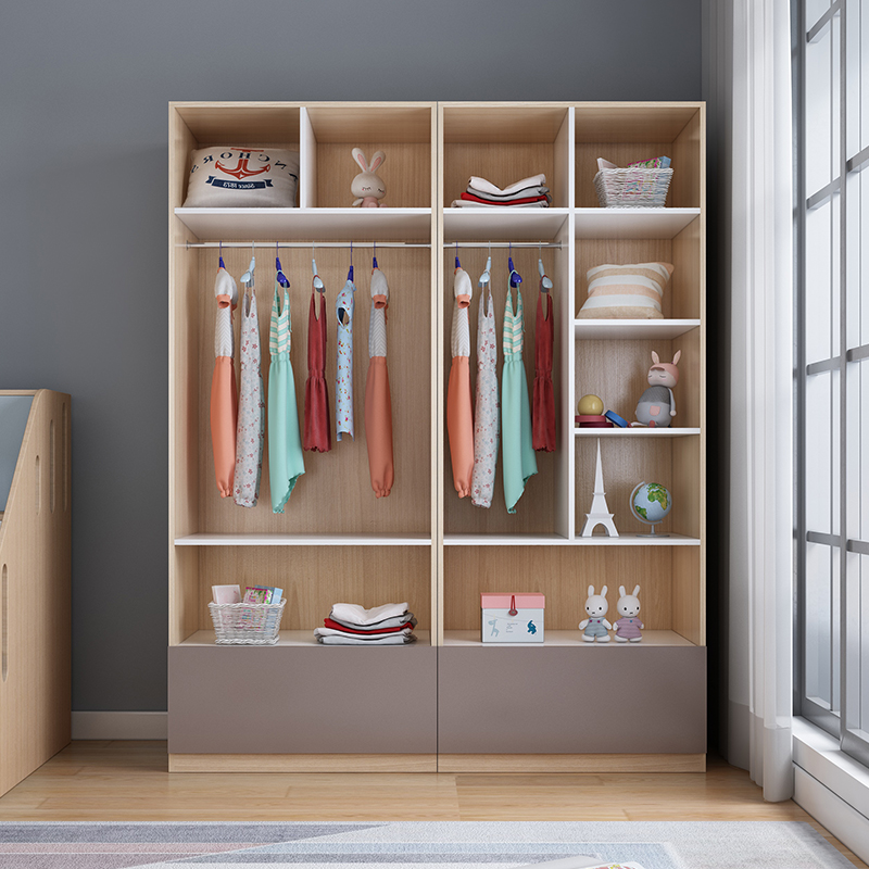 可比熊实木儿童衣柜家用卧室简约现代落地衣橱柜儿童房柜子可定制