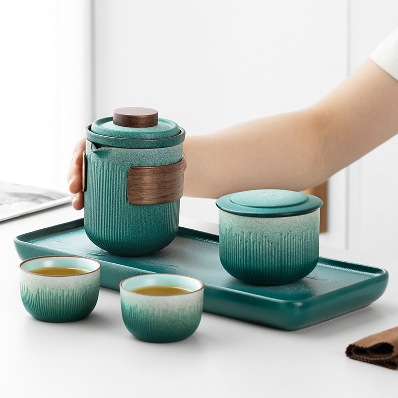 尚言坊旅行茶具套装小套便携式一壶二杯泡茶壶随身快客杯茶杯单人