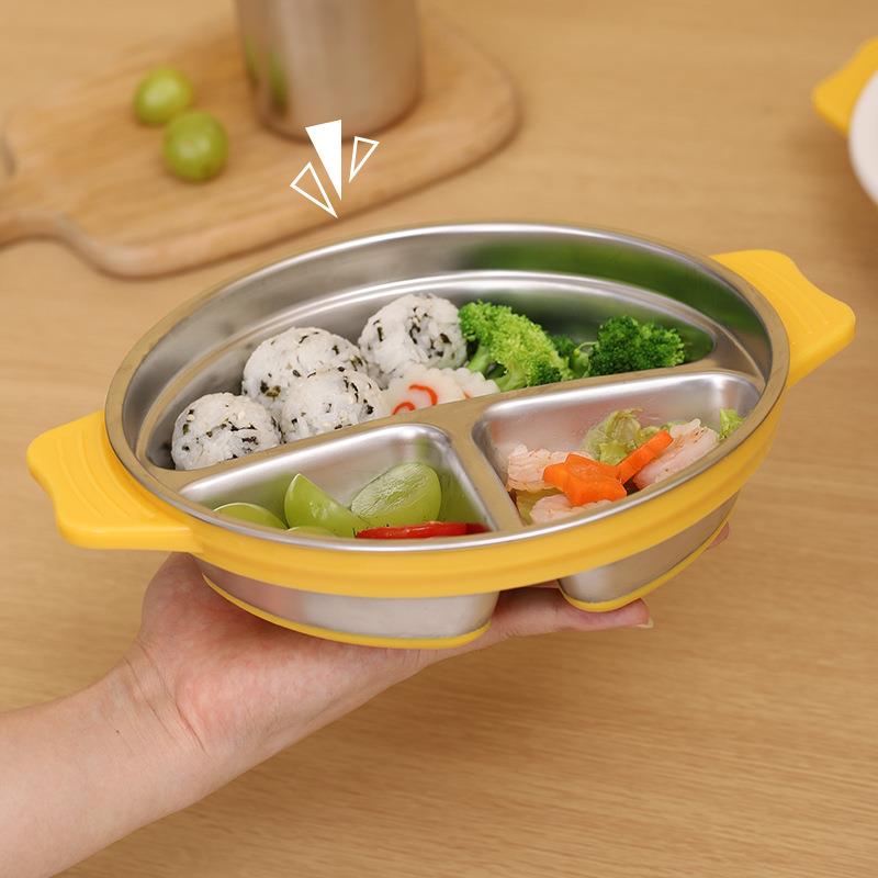 316不锈钢宝宝餐盘儿童餐盘男孩家用吸盘式辅食用分格餐盘食品级
