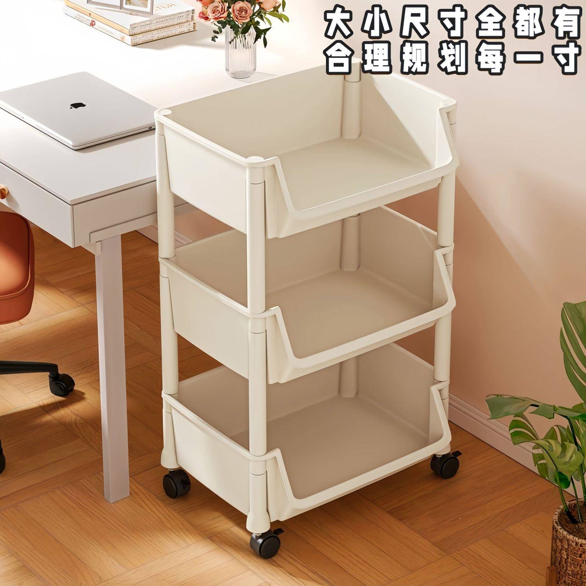 移动书架置物架落地多层带轮客厅卧室宿舍儿童小书柜小推车收纳架
