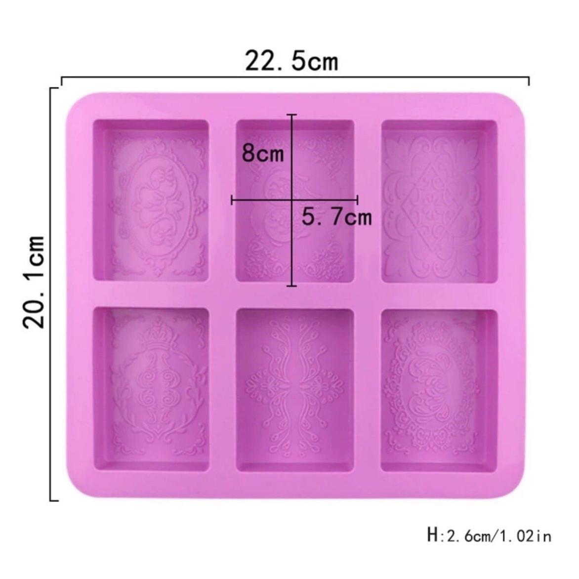 6片图案手工皂模具香薰精油皂硅胶模具DIY蛋糕模具方形冷皂皂模具
