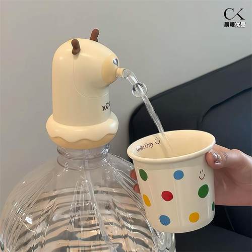 小鹿头桶装水抽水器饮水机按压取水神器电动压水器可爱水泵吸水器