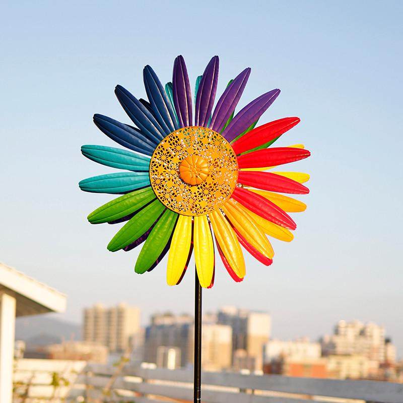 户外铁艺庭院造景花园装饰摆件院子阳台布置旋转风车七彩色网红,家居饰品,落地摆件,淘宝优惠券,粉丝福利购,淘宝优惠卷