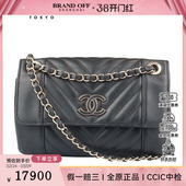 CHEVRON DAILY FLAP黑色牛皮小号单肩包 香奈儿 中古85新CHANEL