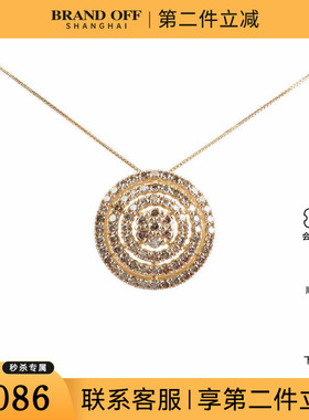 中古95新日本进口商品圆形群镶钻石K18黄金45cm项链