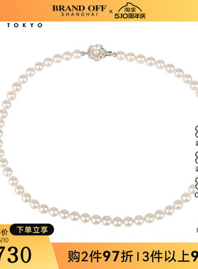 中古95新日本进口商品银灰色海水珍珠串珠项链925465cm