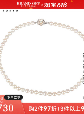 中古95新日本进口商品银灰色海水珍珠串珠项链925465cm