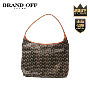 「9.0新」GOYARD(高雅德)BOHEME HOBO黑色/棕色 帆布单肩包