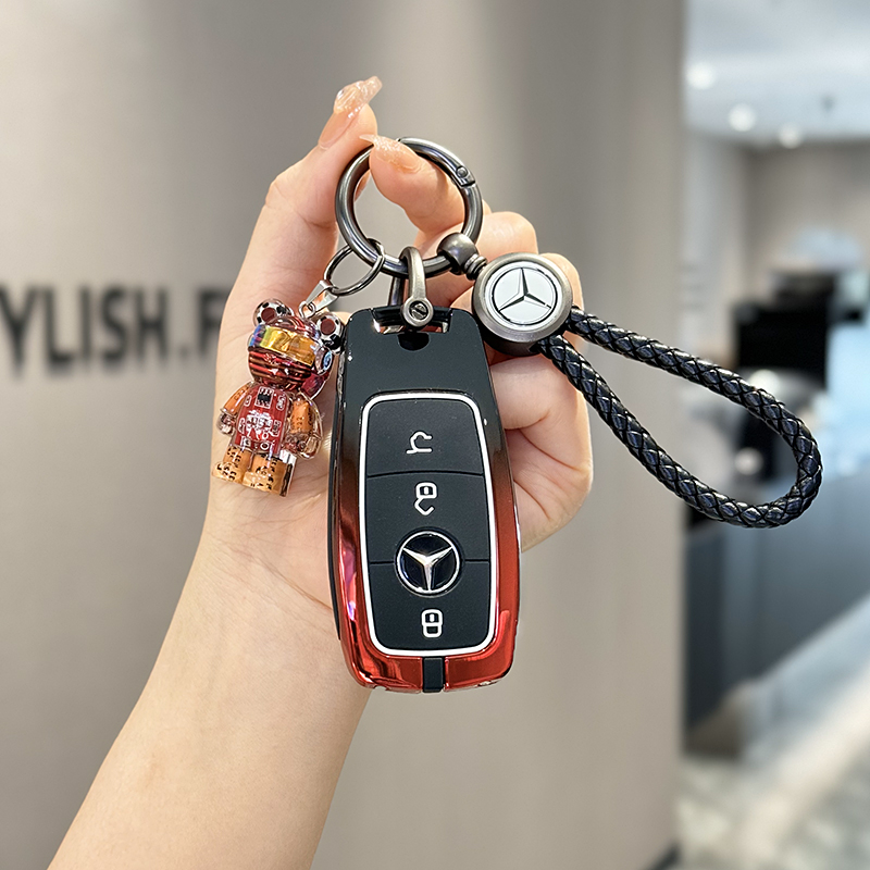 适用奔驰e级c级钥匙套e300l车c260l新glc女gle350壳glb/a200l男扣