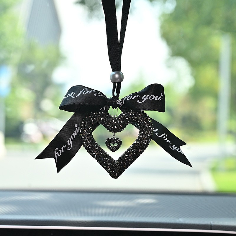 爱心水晶车载挂件汽车内后视镜上装饰用品创意吊挂饰女士2025新款