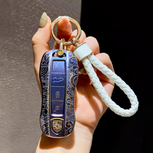 适用保时捷卡宴钥匙壳帕拉梅拉macan车718全包套911新taycan扣女