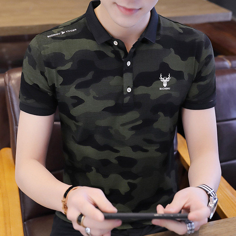 2026新款夏季短袖polo衫男士韩版潮流衬衣纯棉迷彩半袖痞帅潮牌帅