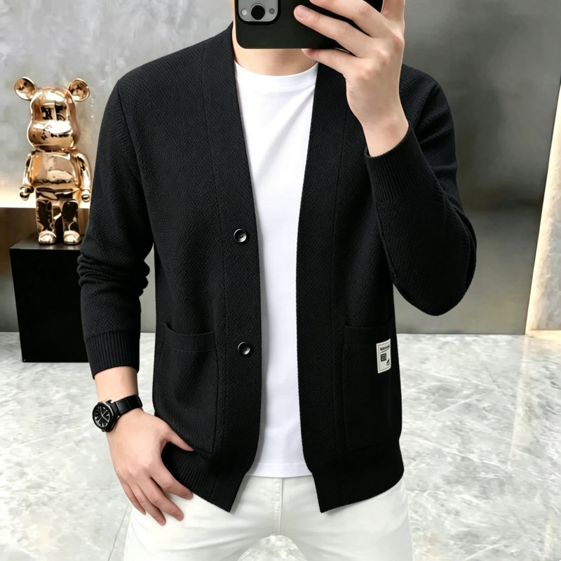 高端羊毛男士开衫毛衣春秋新款