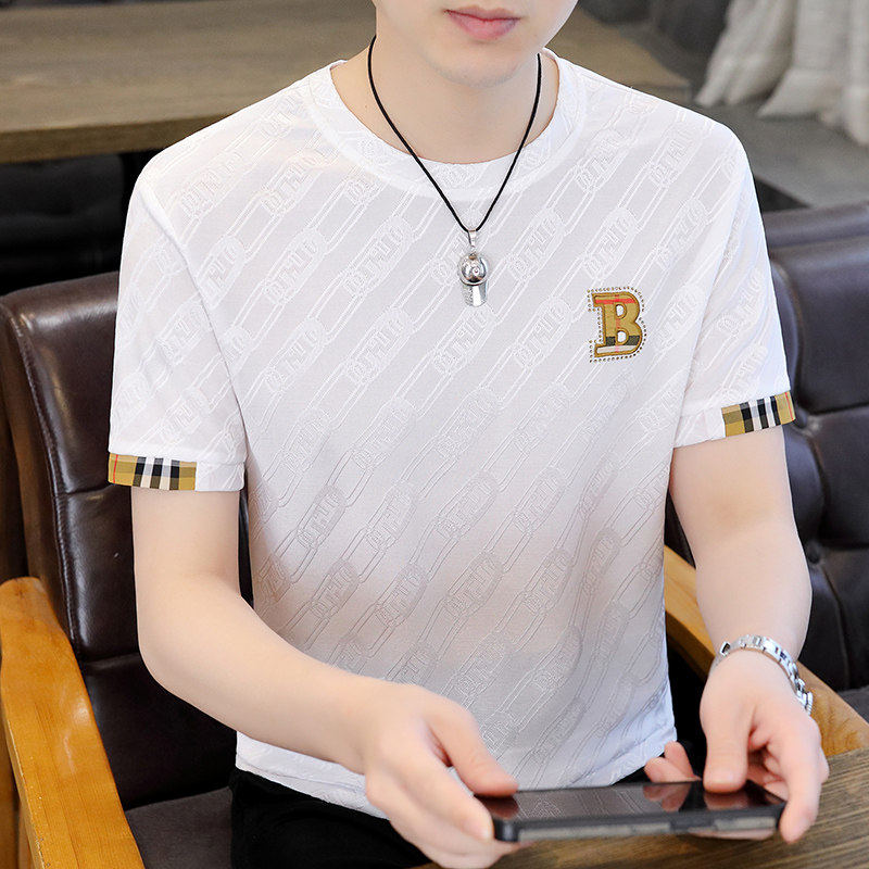 2026新款夏季男士短袖T恤冰丝薄款潮流休闲凉感体恤潮牌男装上衣