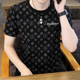 欧洲站潮牌短袖t恤男2026新款夏季冰丝薄款潮流刺绣男士修身上衣