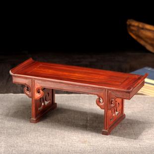 鸡翅木长方形雕花底座小神台供桌 红木微型家具翘头抽屉琴桌条案