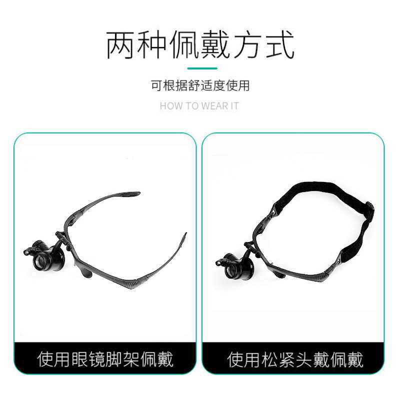 拜斯特头戴式放大镜看鸽子眼专用带led灯高清电子维修钻石腰围码
