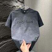 时尚 百搭简约扎染设计圆领钢印短袖 T恤男士 2025夏季 休闲半袖 上衣