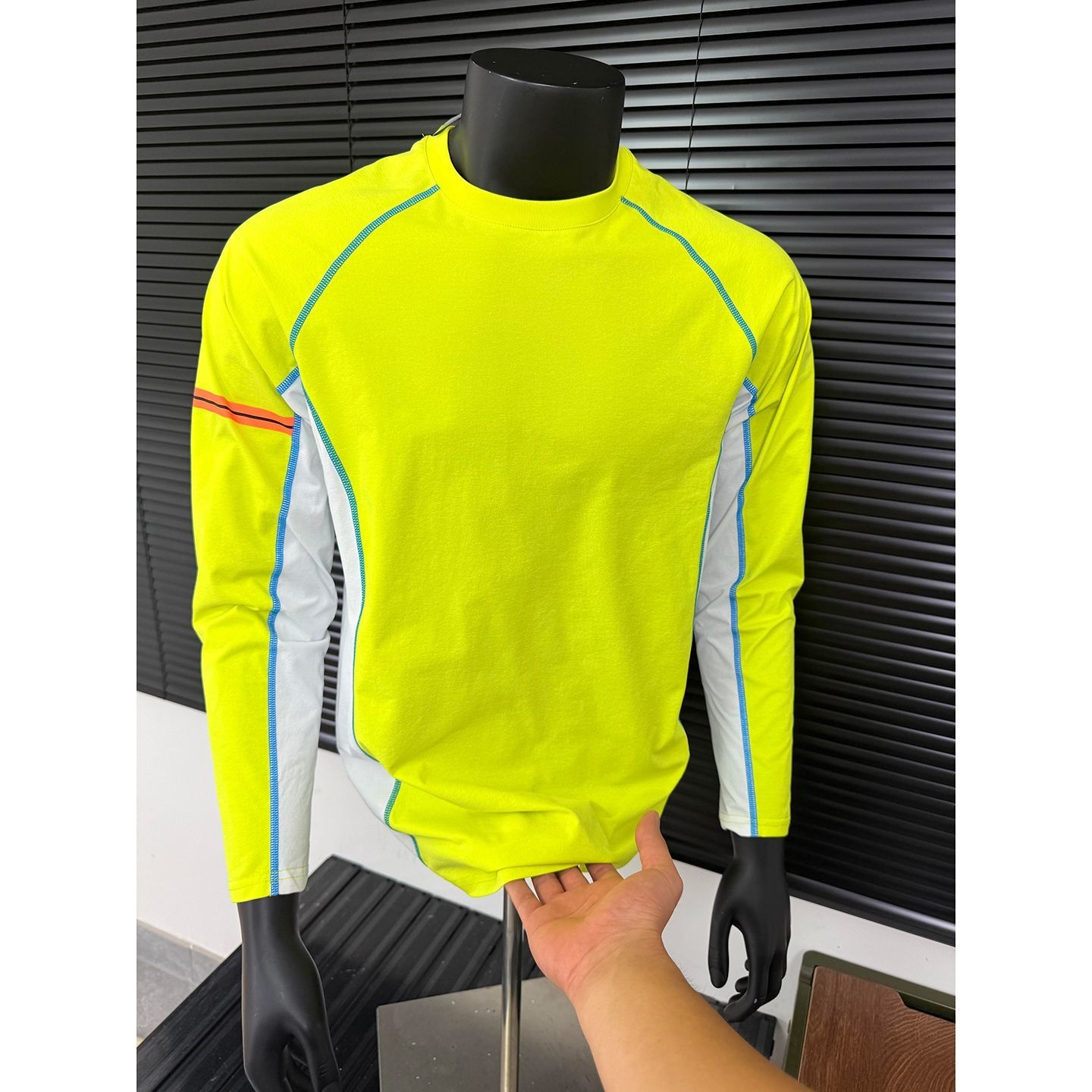 哈苏线撞色山系长袖T恤男款秋季户外运动透气骑行服训练羽毛球服