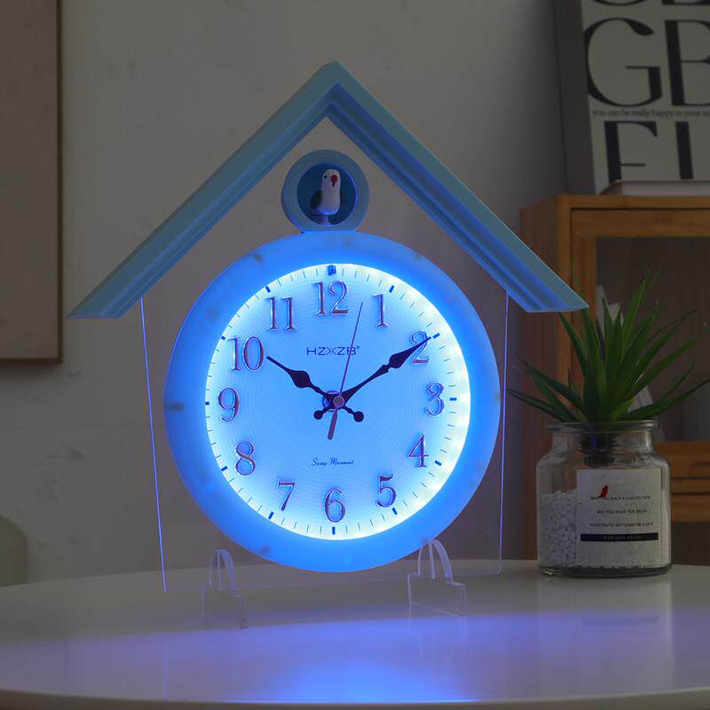 布谷鸟座钟挂钟客厅电视格栅创意装饰壁餐厅挂墙时钟报时咕咕钟