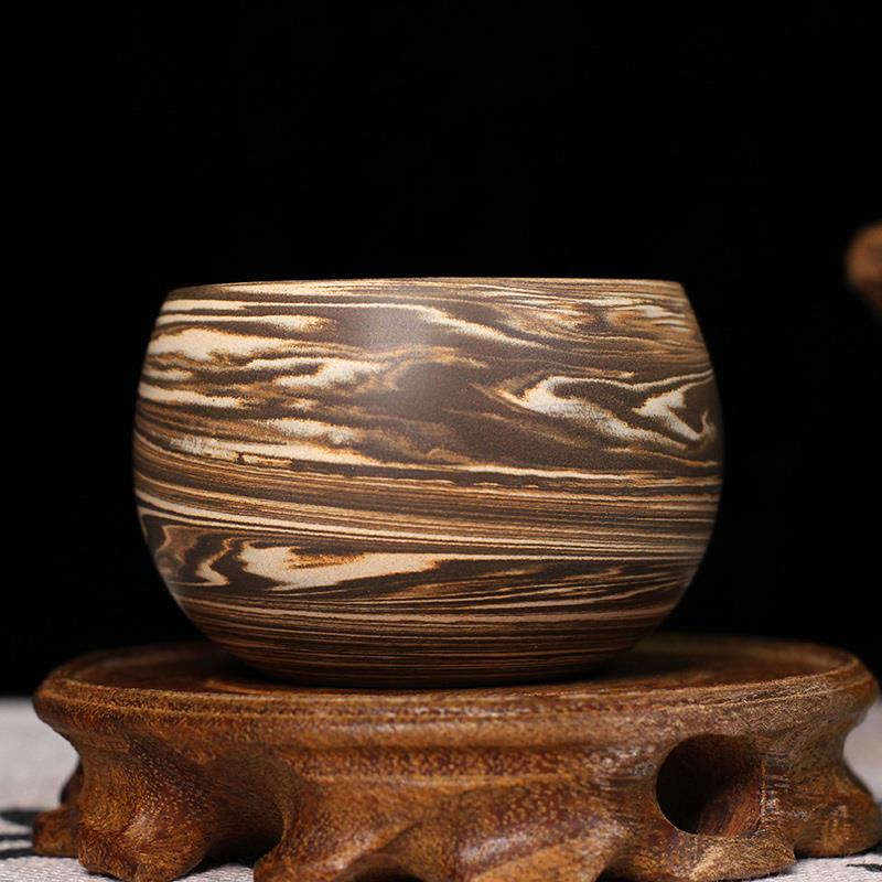 上品壶广西钦州坭兴陶喝茶主人杯胶泥混泥翻口杯斗笠杯特色品茗杯