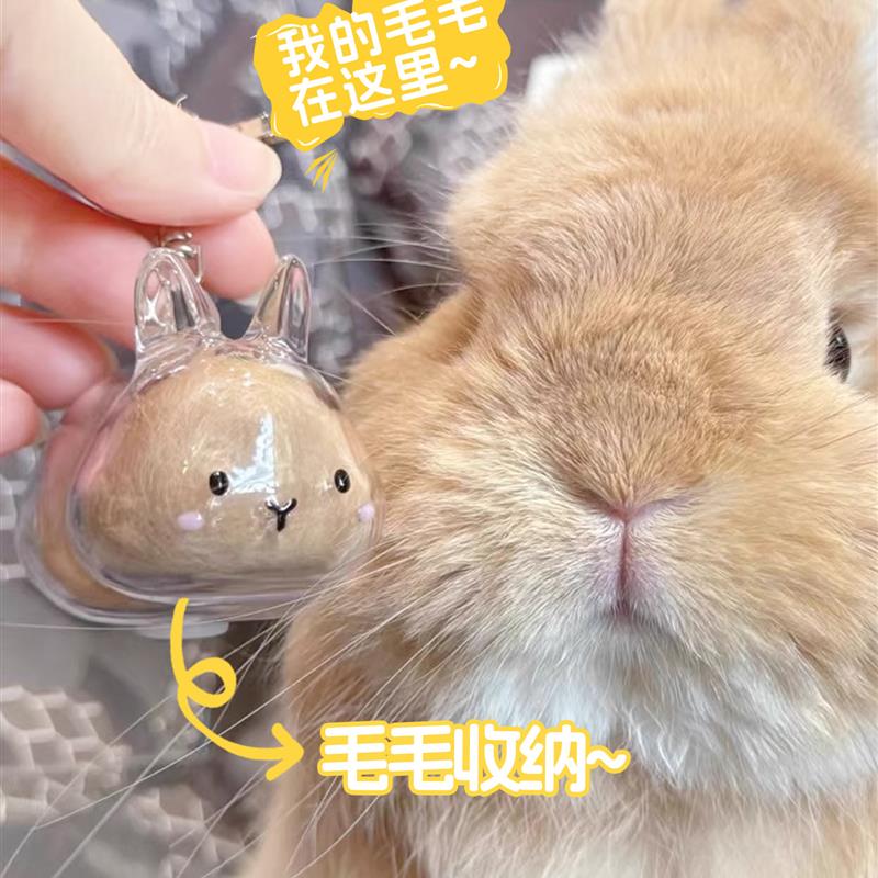 【热卖推荐】兔毛收集器侏儒兔挂件装饰兔兔毛发透明收纳盒宠物防图片