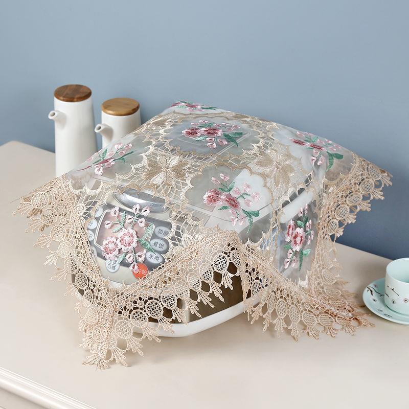 微波炉盖罩布镂空蕾丝电饭锅盖巾茶吧机床头柜饮水机布茶几防尘盖