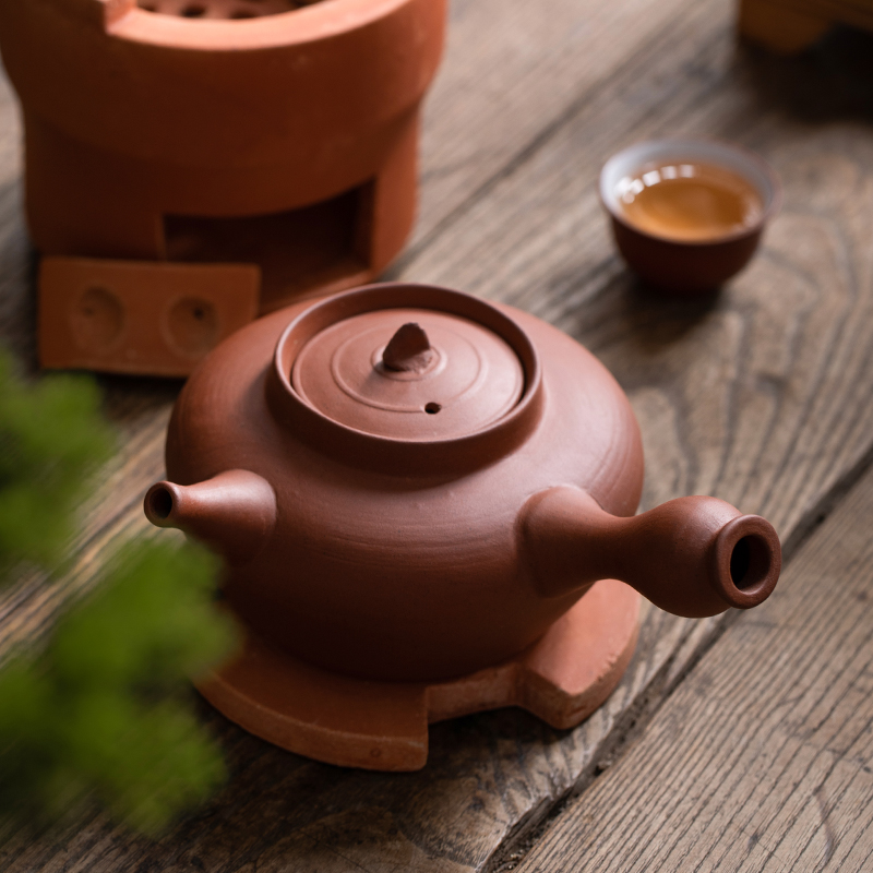 潮州炭炉红土风炉仔功夫茶具小号容量烧水壶砂铫侧把煮茶器明火