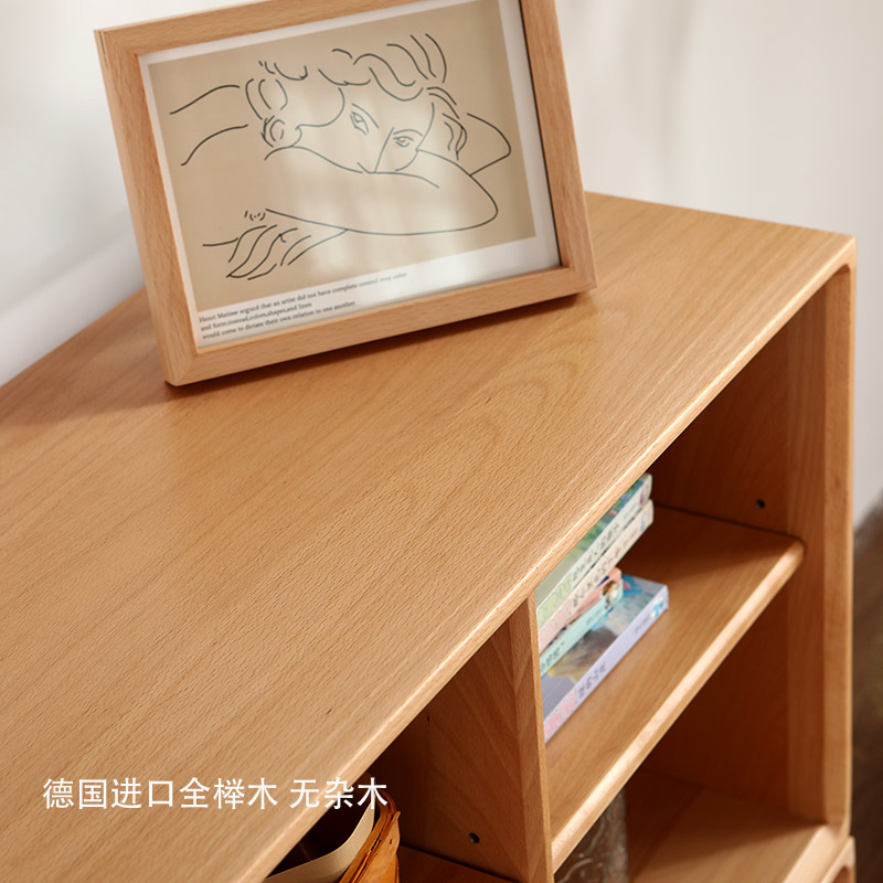 实木书架日式简易矮书柜可叠加置物架客厅阳台飘窗落地学生收纳柜