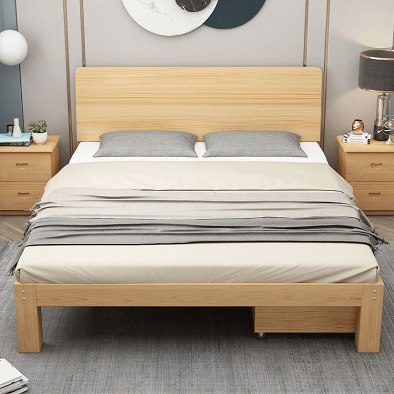 家用经济型实木床双人床1.3学生单人床1.2出租房松木床1.5m原木床