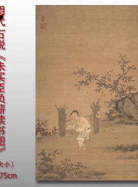 明石锐朱买臣负薪读书图古画山水