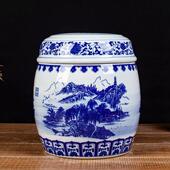 景德镇青花山水陶瓷骨灰盒骨灰坛子骨灰罐大号迁坟骨灰盅厂家直销