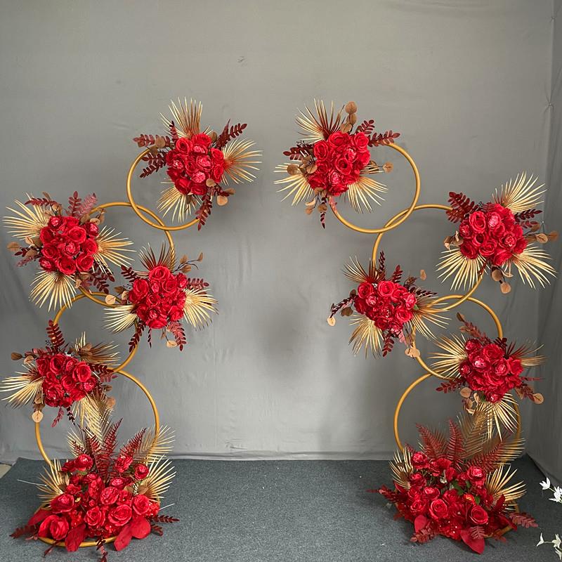 新款婚庆道具花门铁艺圆环花架背景圆环路引婚礼装饰花艺摆件拱门