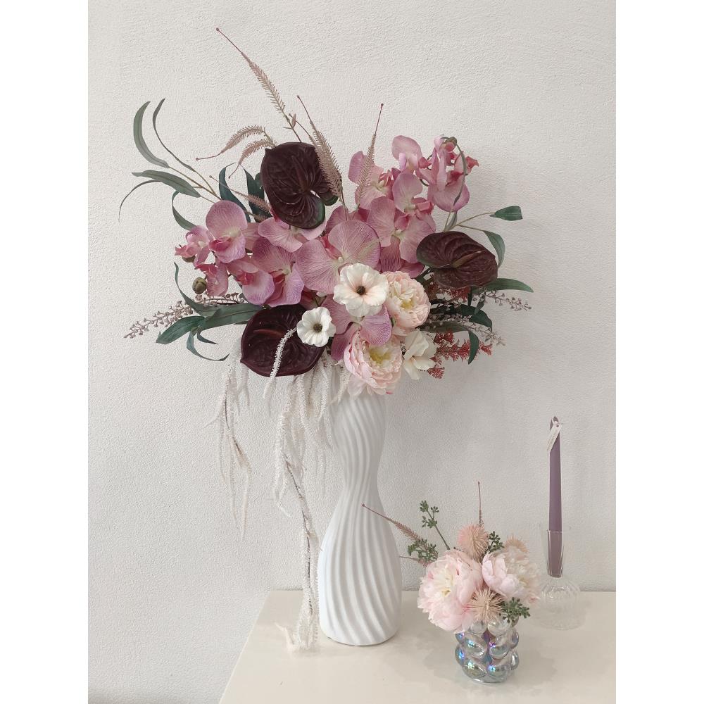 欧式彷真花套装蝴蝶兰花艺 客厅玄关摆放花电视柜装饰假花