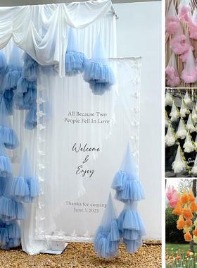 云朵纱幔婚礼吊饰派对网红挂装饰拍照道具置景陈列布幔户外生日