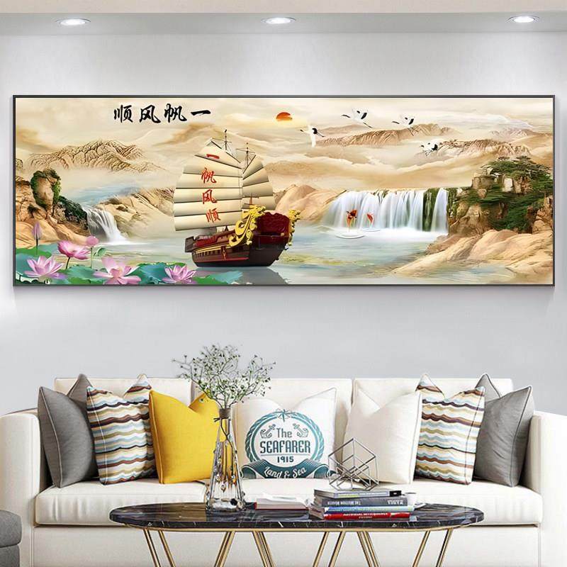 5d钻石画 划满钻客厅一帆风顺风景山水画 划点砖十字绣2025新款钻,居家布艺,钻石绣,淘宝优惠券,粉丝福利购,淘宝优惠卷