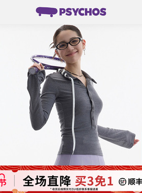 【买三免一】PSYCHOS美式复古亨利领柔软修身弹力长袖羊毛针织衫