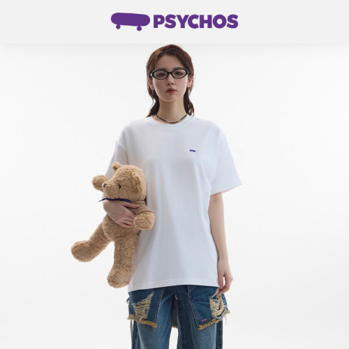 情侣装纯棉短袖紫色t恤PSYCHOS