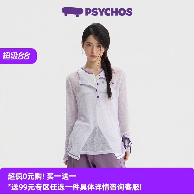 PSYCHOS长袖T恤宽松罩衫薄纱上衣