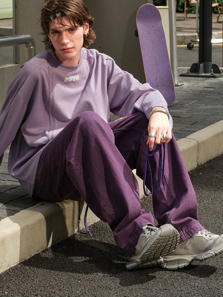 장완이|손이항 같은 스타일 PSYCHOS 보라색 힙 와이드팬츠 PA2UBPT042