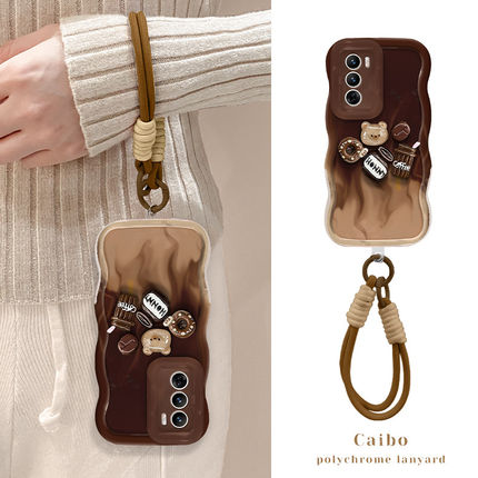 适用opporeno15pro手机壳新女款reno14/13高级防摔11/10咖啡小熊透明隐形双支架Findx8pro硅胶7/6全包保护套